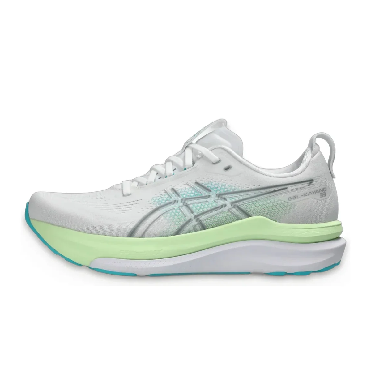 Gel-Kayano 33 White / Energy Aqua