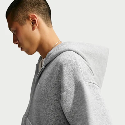 Solo Fleece Full-Zip Hoodie Dark Grey Heather/Sail — 6