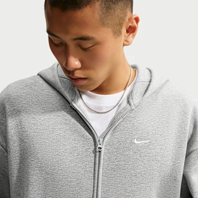 Solo Fleece Full-Zip Hoodie Dark Grey Heather/Sail — 3