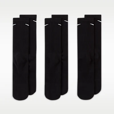 Everyday Cushioned Crew Socks (3 pairs) Black/White — 3