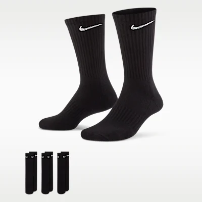 Everyday Cushioned Crew Socks (3 pairs) Black/White