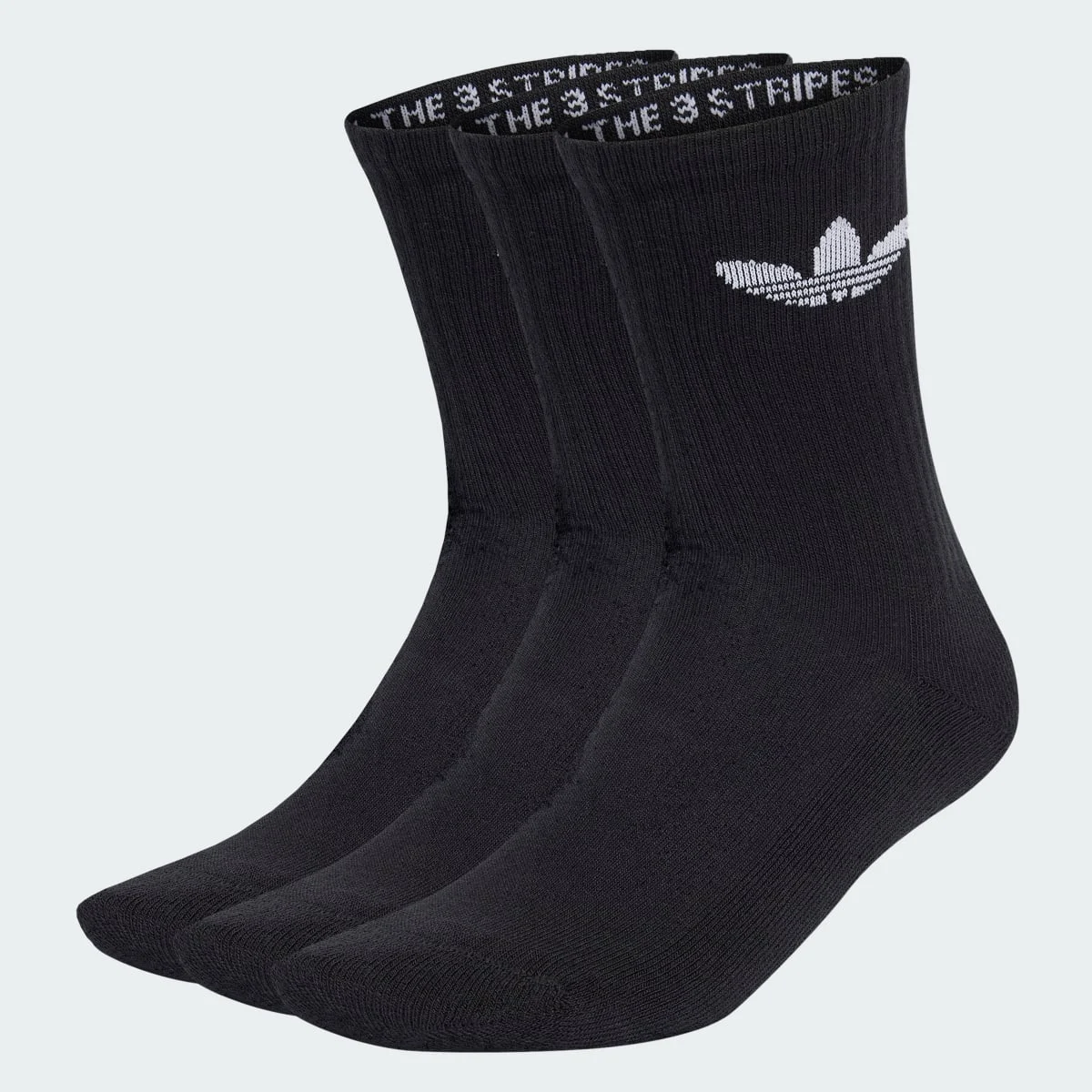 Trefoil Cushion Crew Socks (3 pairs) Black