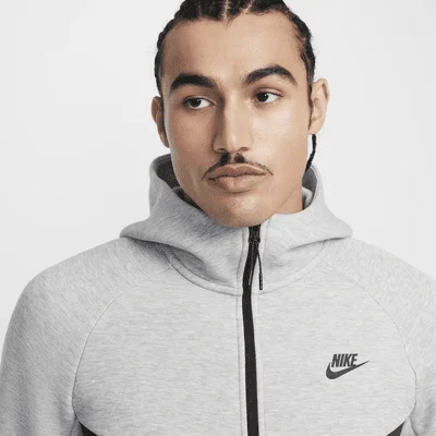 Tech Windrunner Full-Zip Hoodie Dark Grey Heather/Black — 3