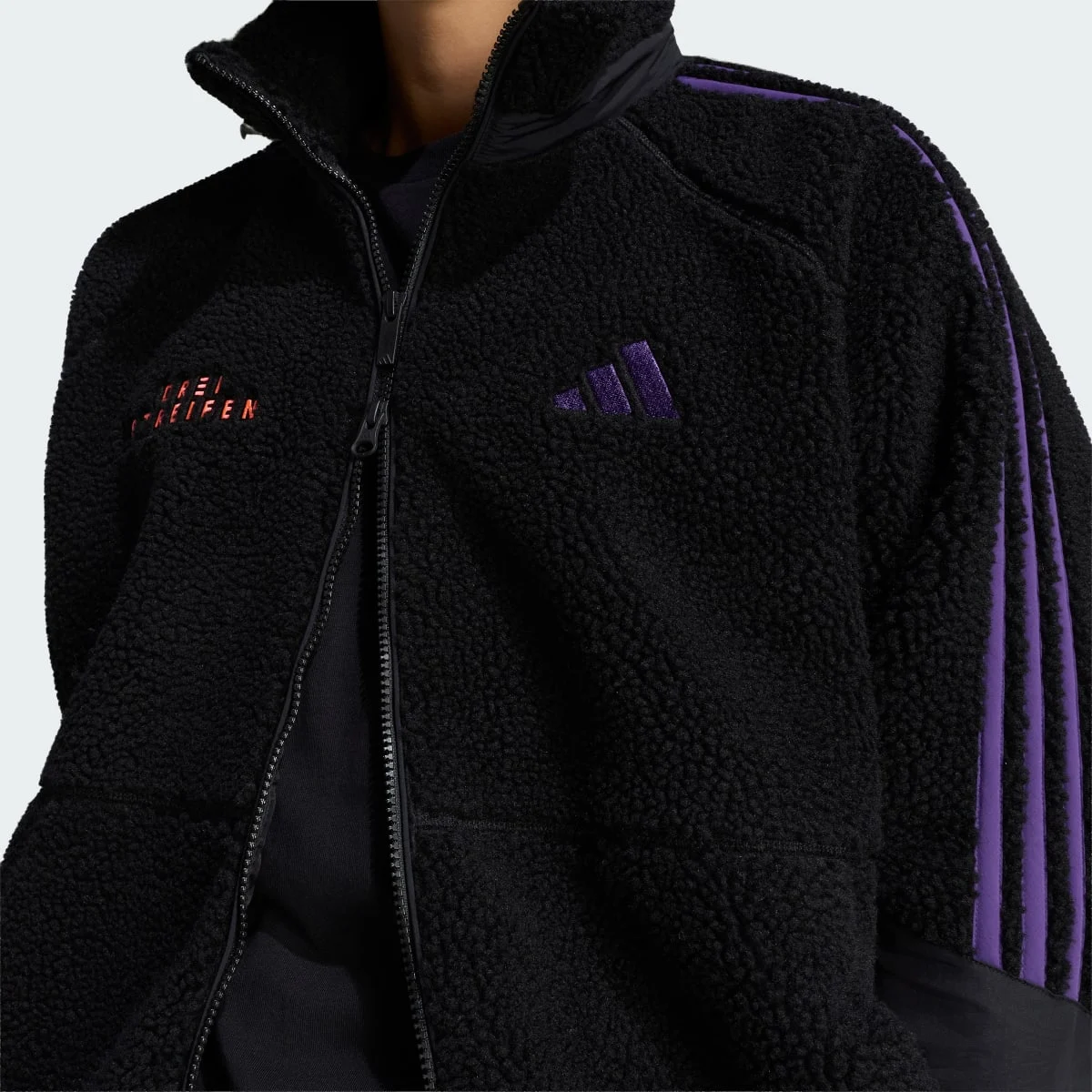 Brand Love Loose Fit Sherpa Jacket Black/Violet/Solar Turbo — 5