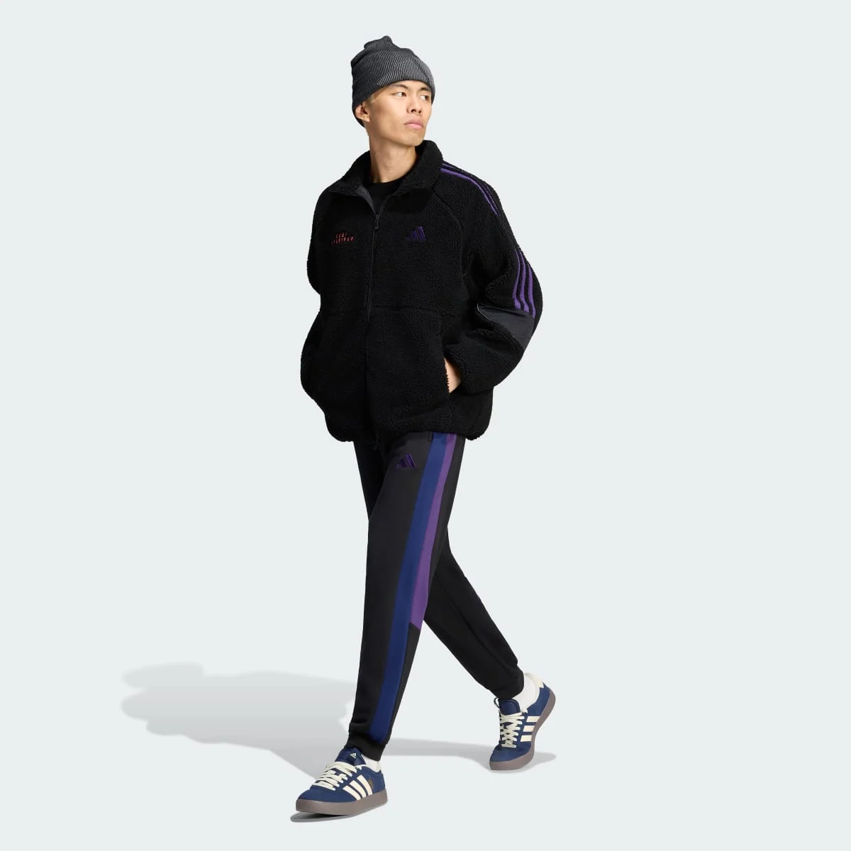Brand Love Loose Fit Sherpa Jacket Black/Violet/Solar Turbo — 4