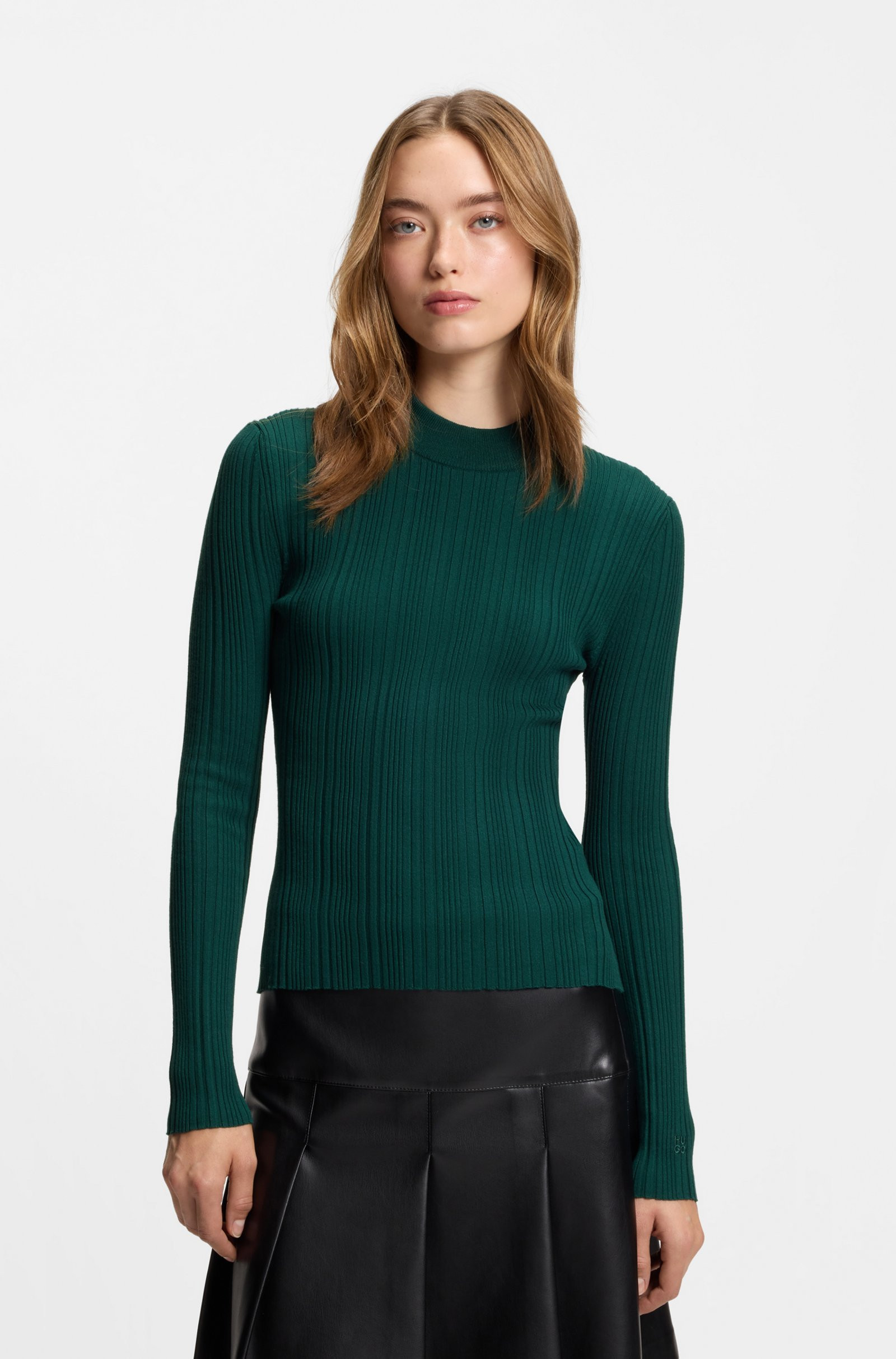 HUGO Ribbed sweater with mock neck