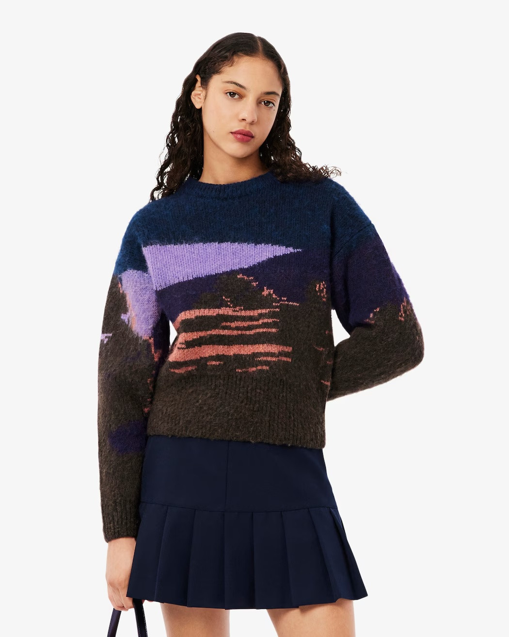 LACOSTE Wool jacquard sweater with landscape motif