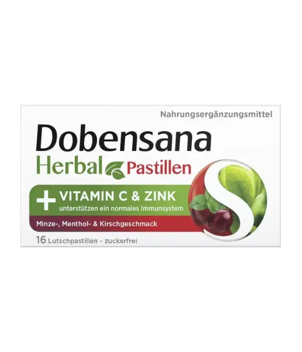 Dobendan Dobensana Herbal Mint and Cherry Flavor Lozenges, 16 Lozenges