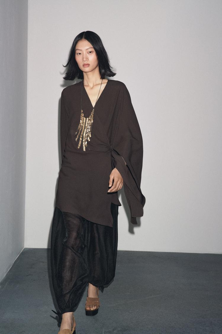 Zara ZW COLLECTION ASYMMETRIC WRAP BLOUSE