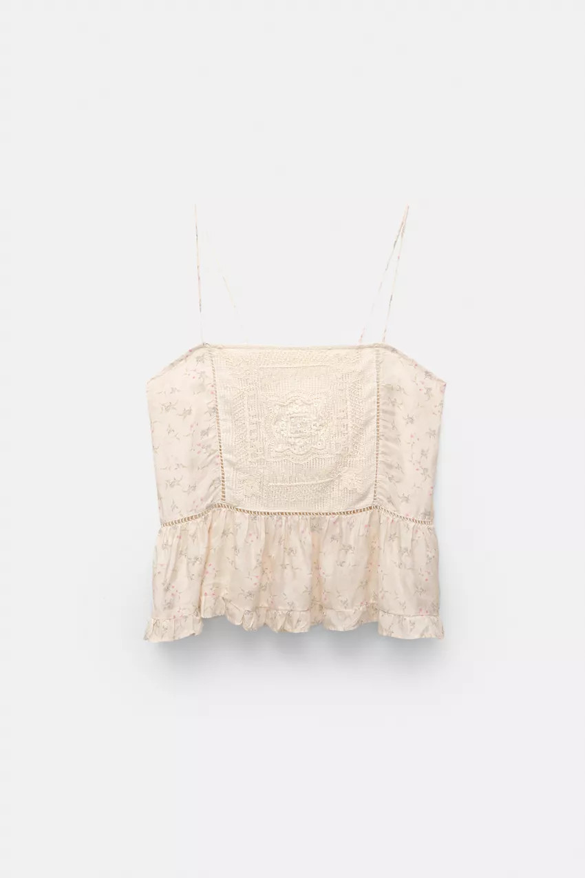 Pull&Bear Top with floral embroidery