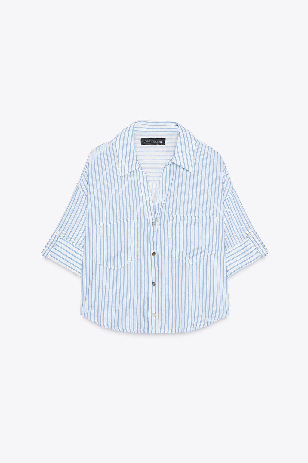 Zara Linen cropped shirt