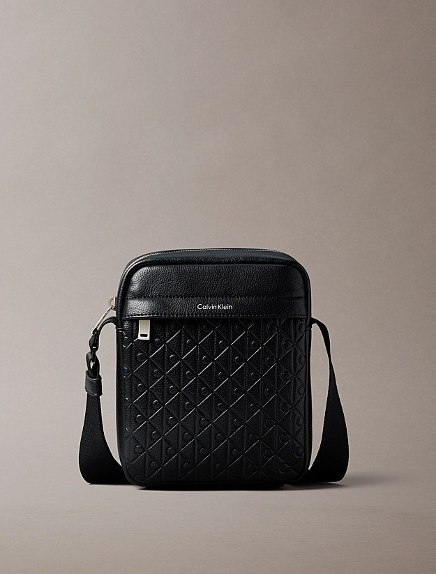 Men’s Reporter Bag with Allover Monogram Embossing – Calvin Klein