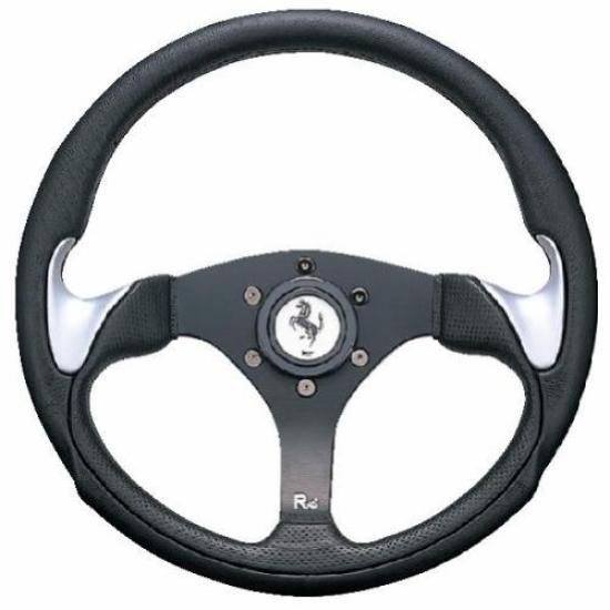 Daikei Steering Wheel Rally RN Urethane Grip with Horn Button (330 Pie) Leather/Black Spoke/Silver RN-33
