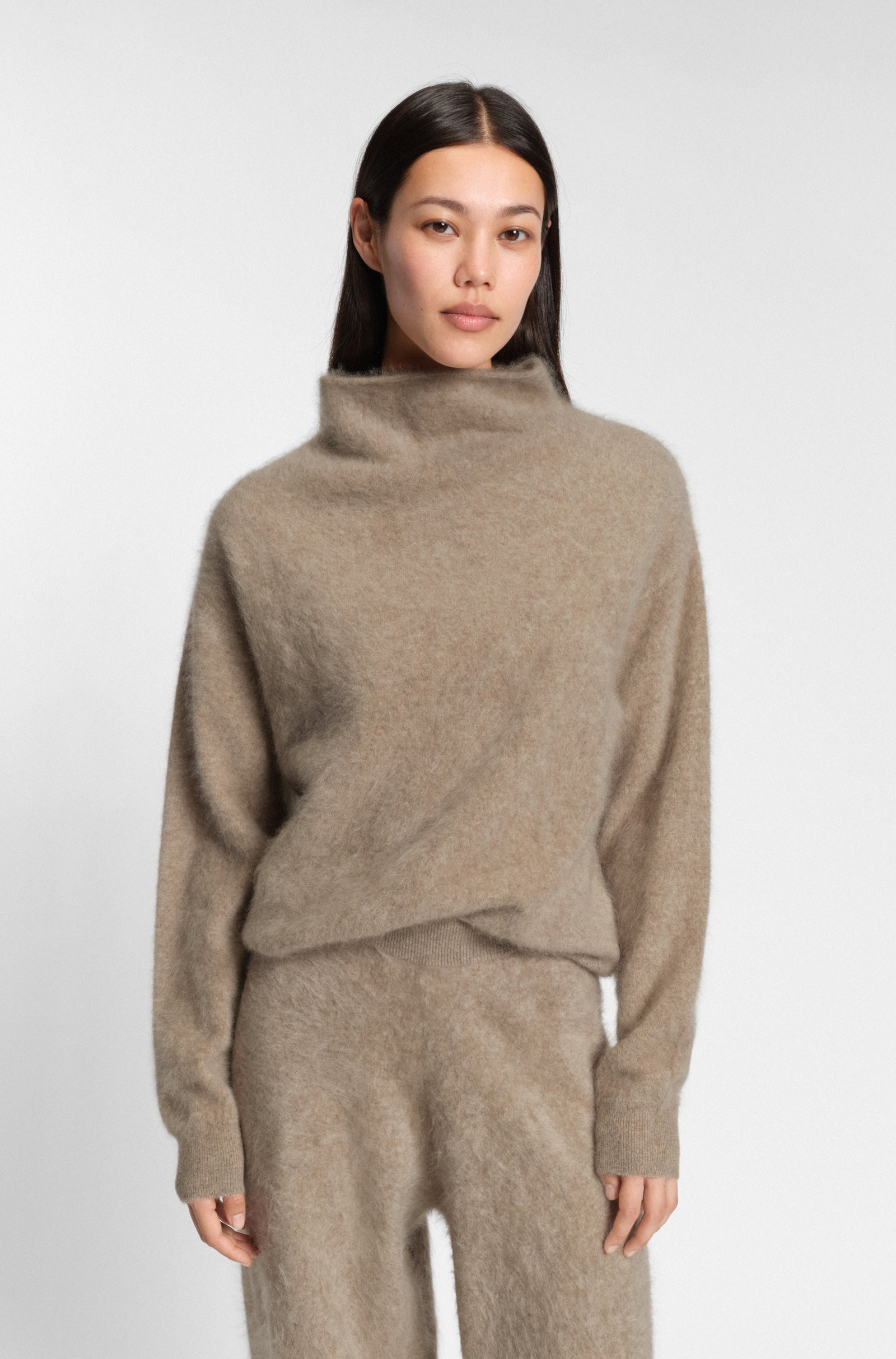 BOSS High-neck sweater in washed cashmere