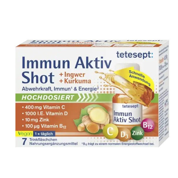 Tetesept Immune Active Shot drinking ampoules for strengthening the immune system , 400 mg.