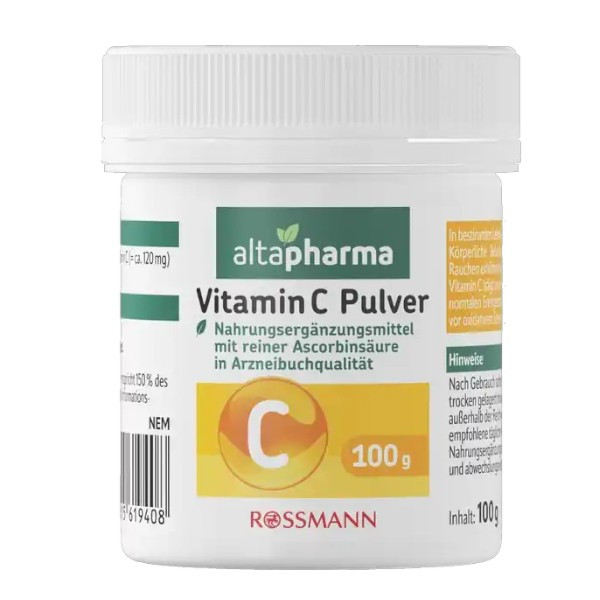 Altapharma Vitamin C powder to strengthen the immune system, 100 g.
