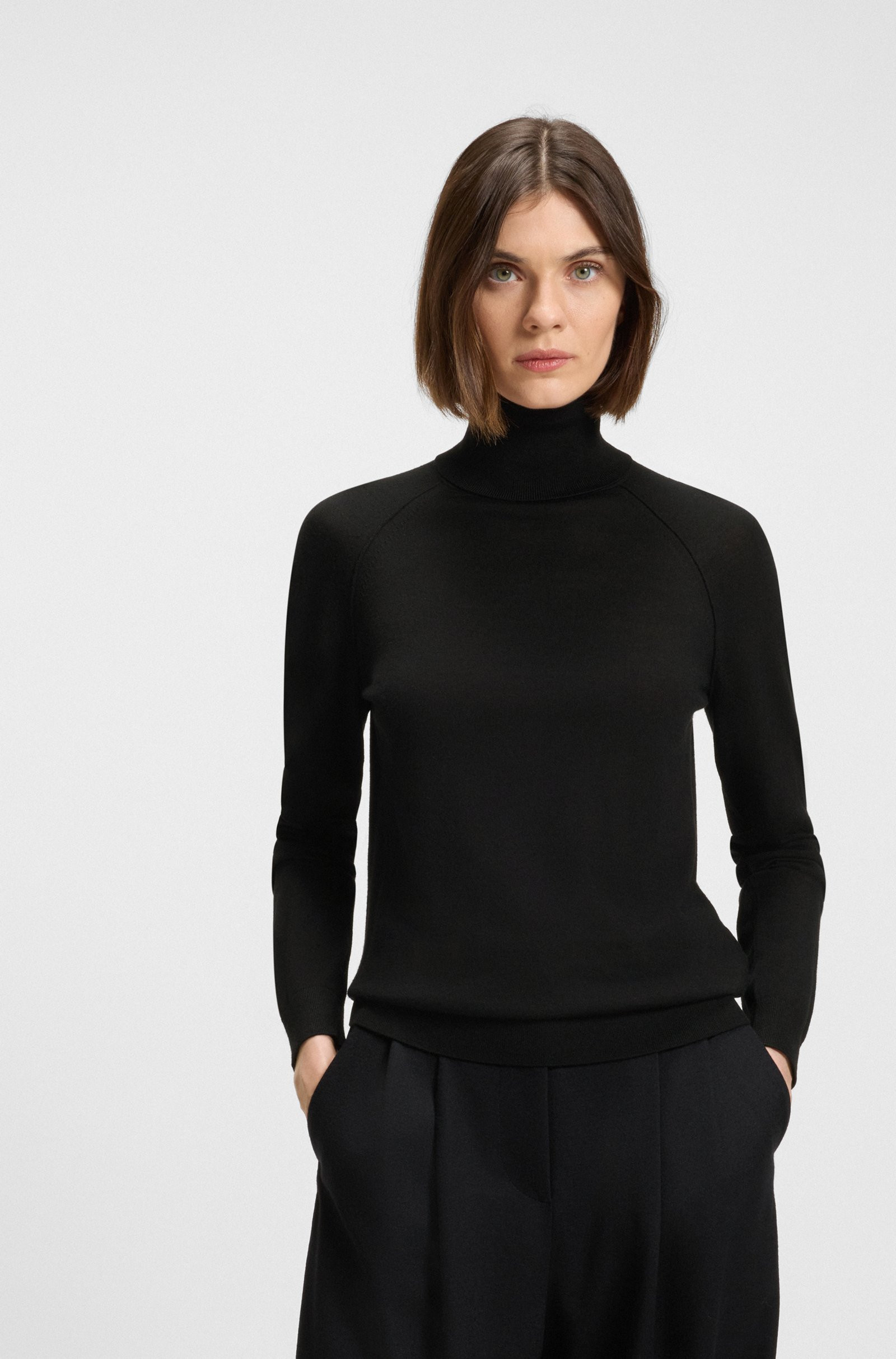 BOSS Rollneck sweater in merino wool