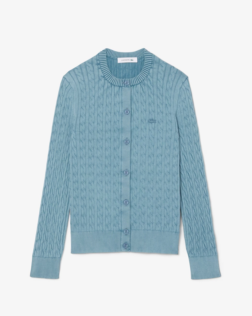 LACOSTE Cardigan with cable knit pattern and washed effect