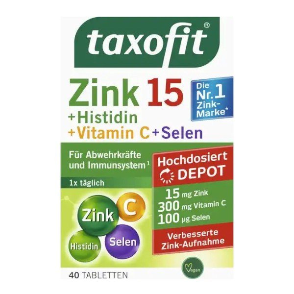 Taxofit zinc + histidine + selenium depot tablets to strengthen the immune system, 40 tablets.