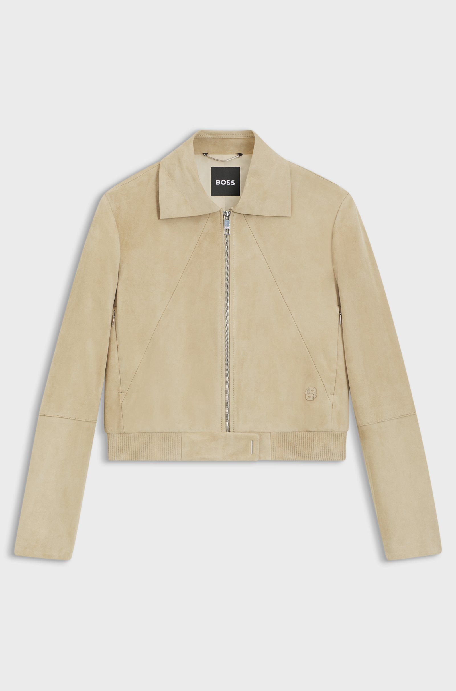 BOSS Blouson-style jacket in suede with Double B monogram