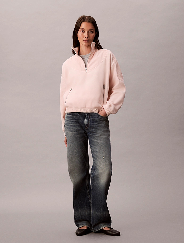 Calvin Klein Fleece sweatshirt with zip at the neck