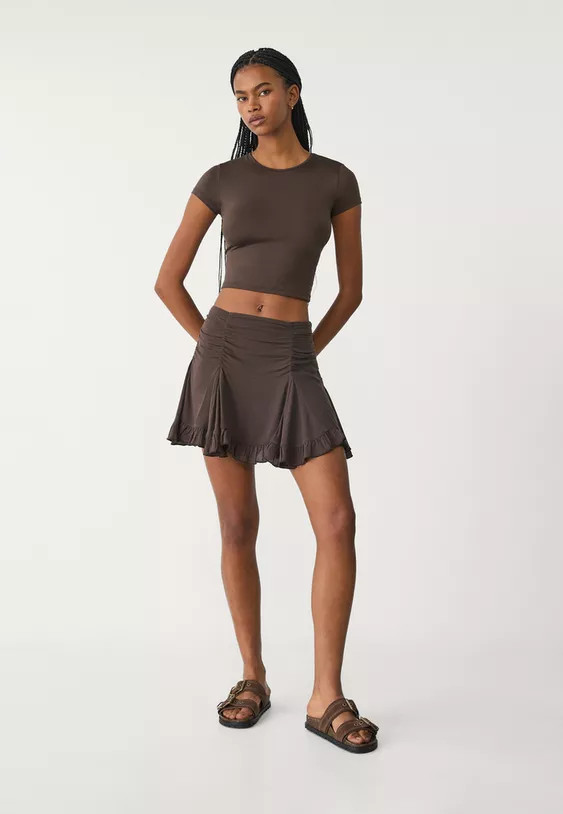 Stradivarius Mini skirt with ruffles