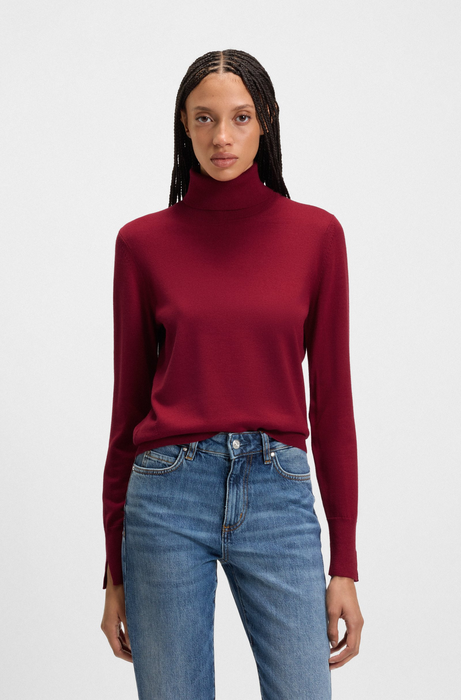 BOSS Rollneck sweater in virgin wool