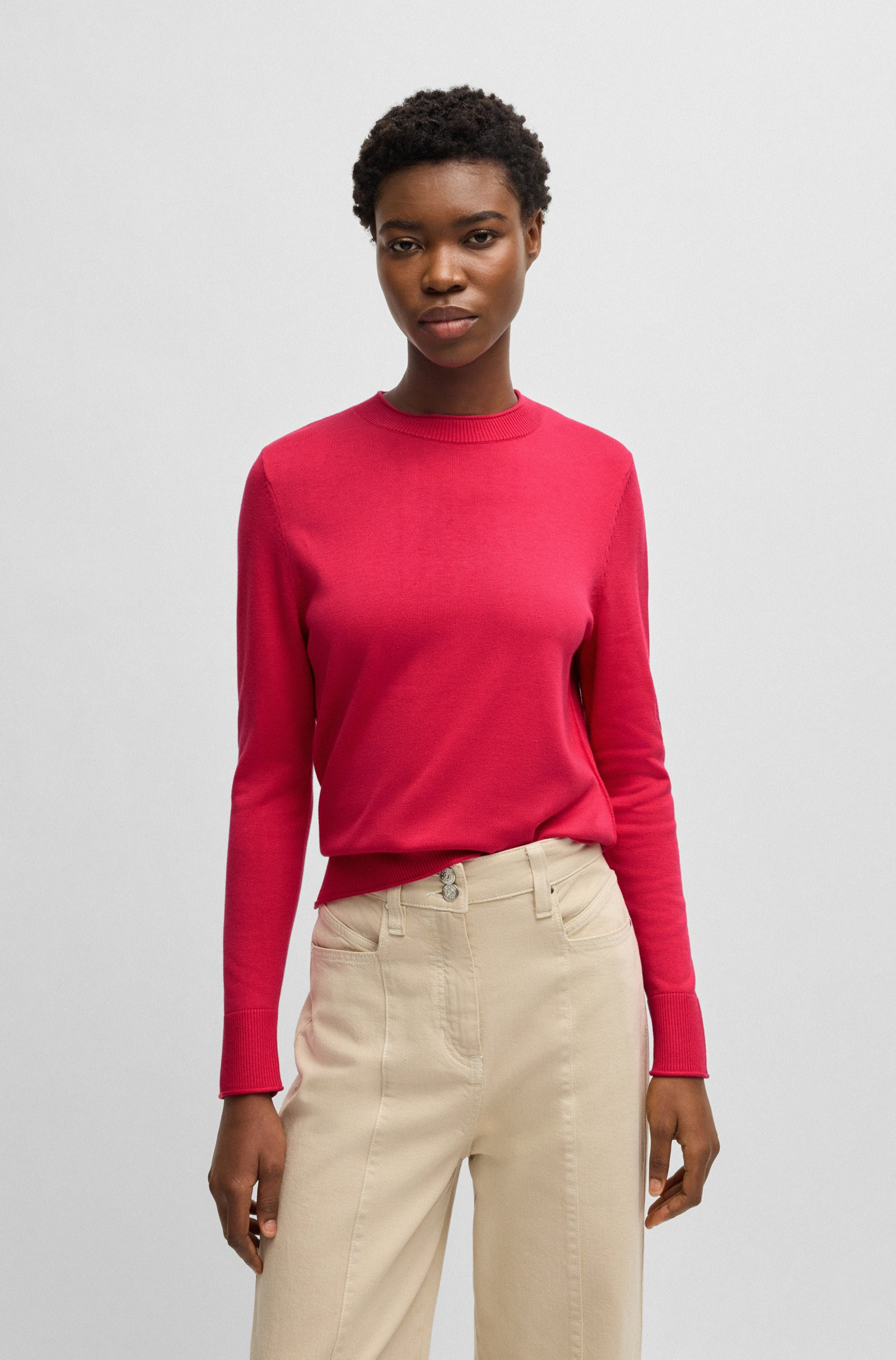 BOSS Knit sweater with rolled edges