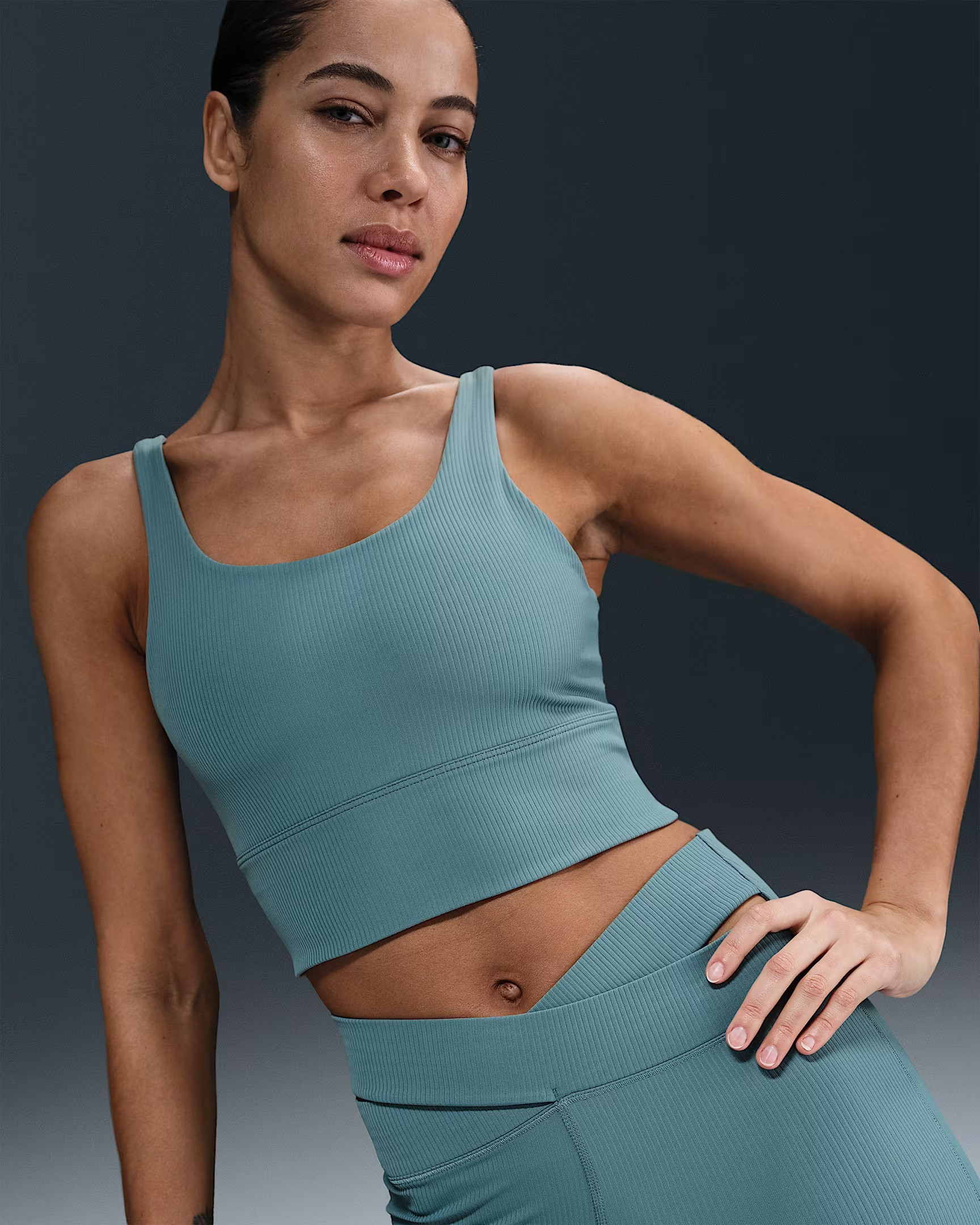Nike Zenvy Rib Padded longline sports bra with light support