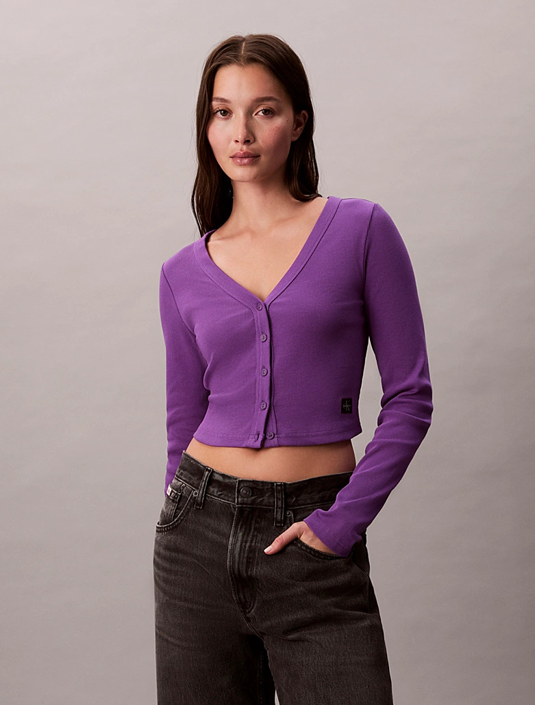 Calvin Klein Cropped cardigan made of ribbed cotton