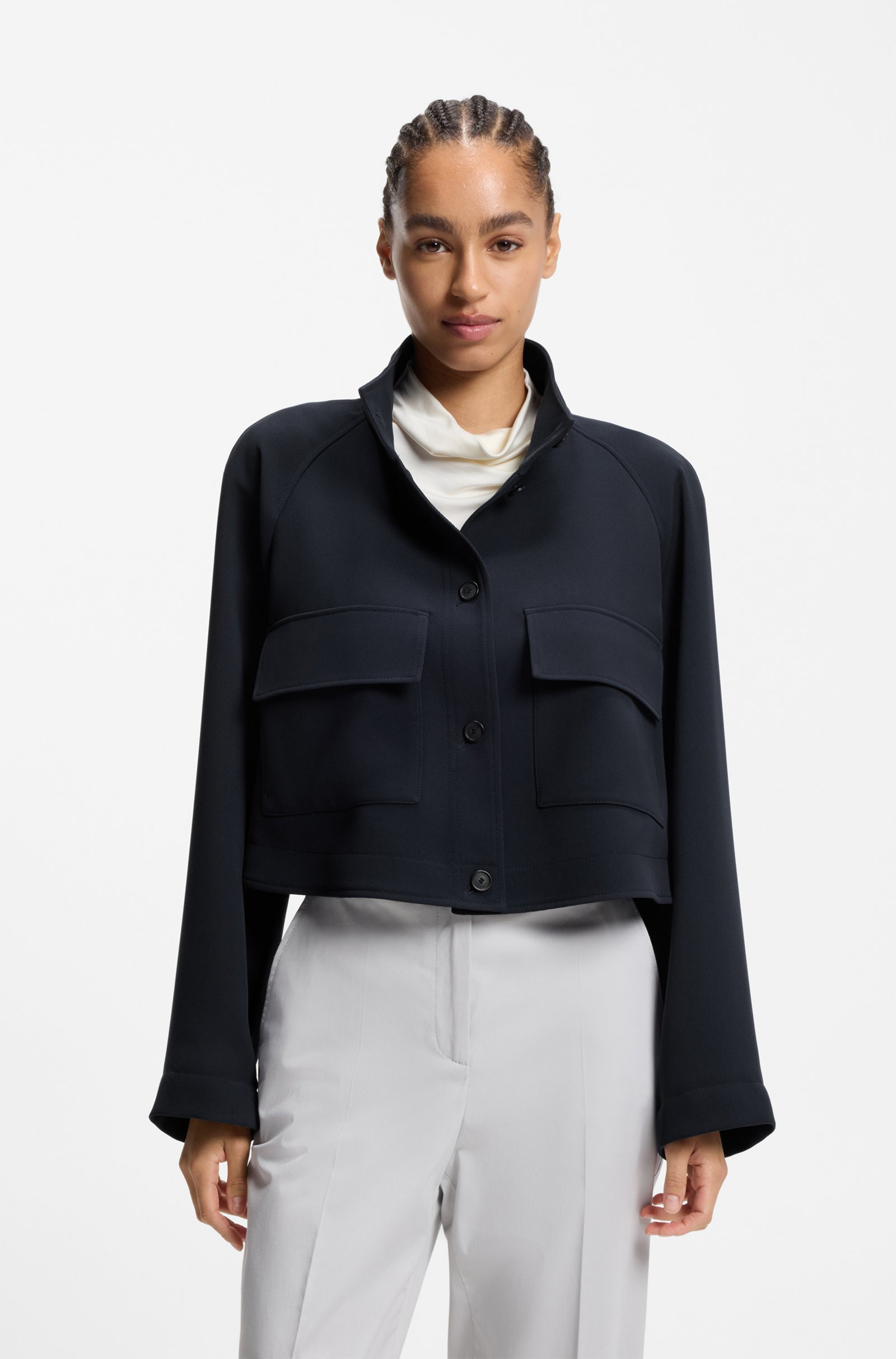 BOSS Modern-fit blazer in wrinkle-resistant crepe