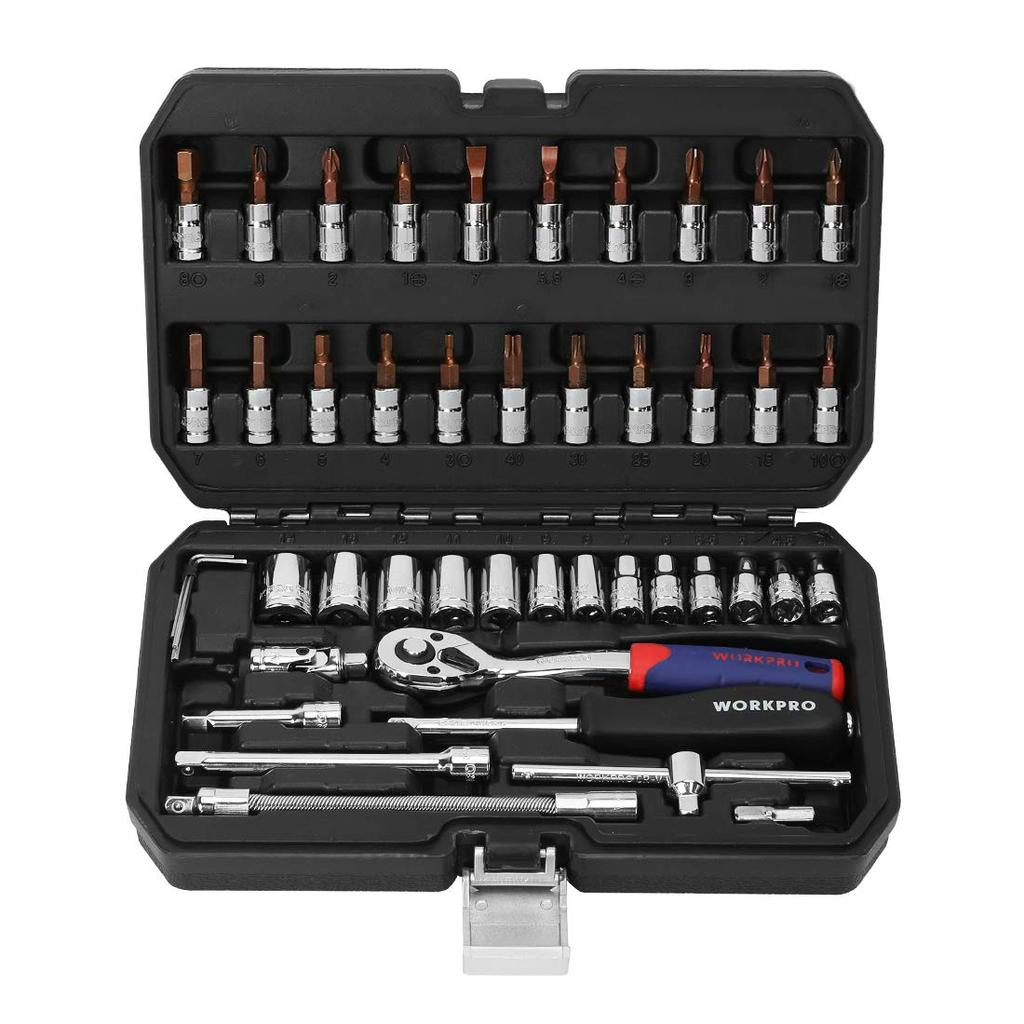WORKPRO Socket Wrench Set, Ratchet Wrench, Offset Type, Insertion Angle 6.35mm (1/4)