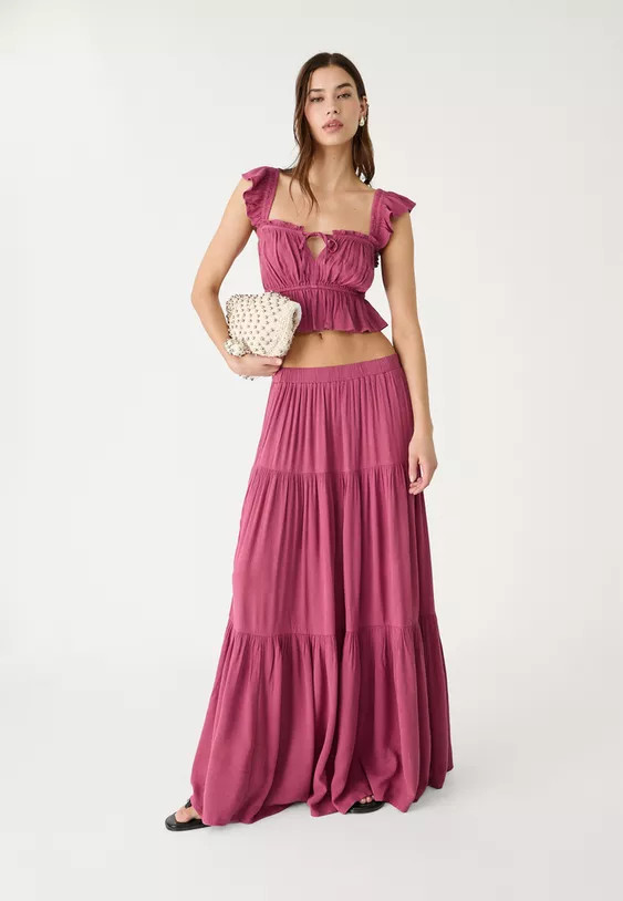 Stradivarius Boho midi skirt