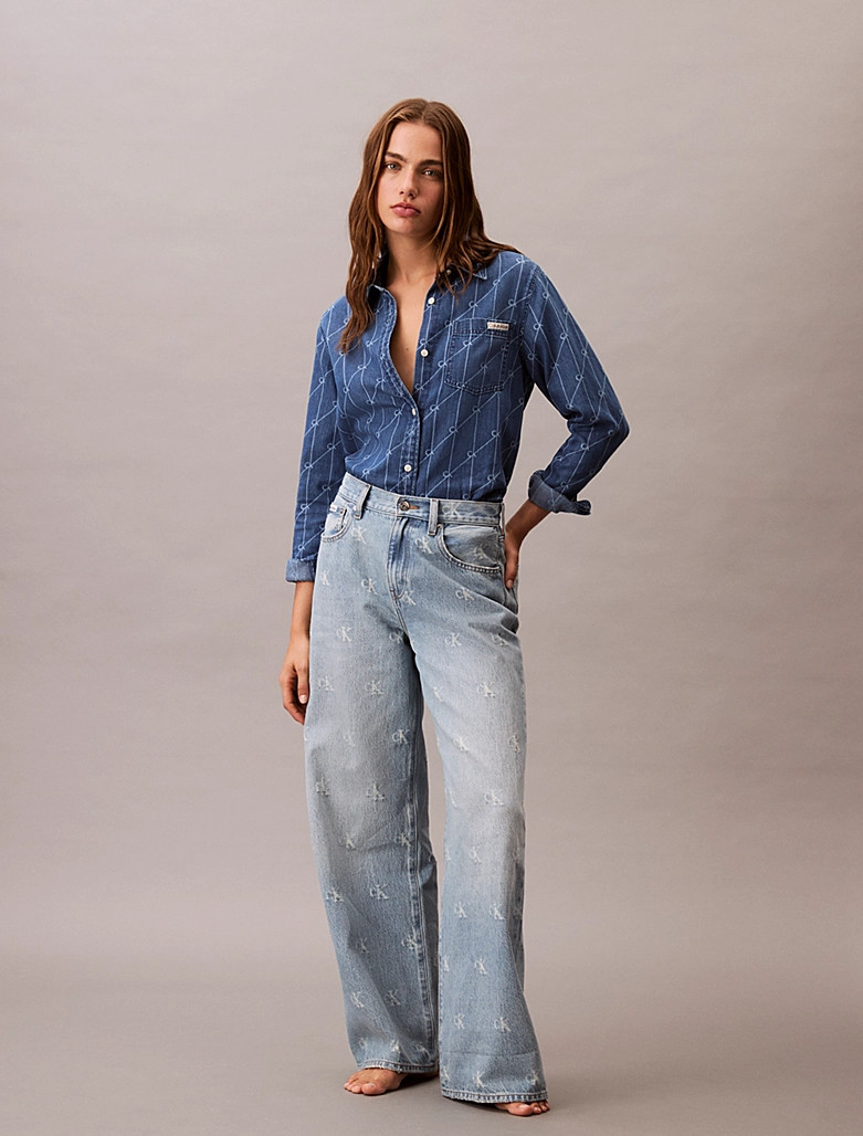 Calvin Klein Wide Leg Logo Jeans