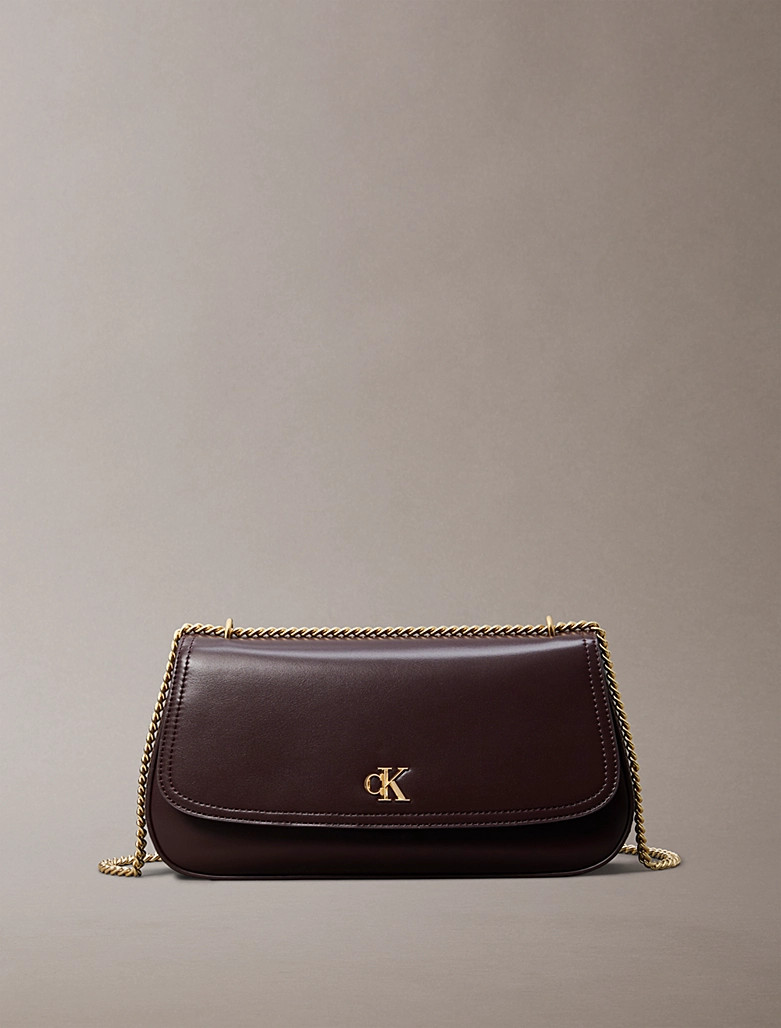 Calvin Klein Shoulder bag with monogram logo and chain metal trim
