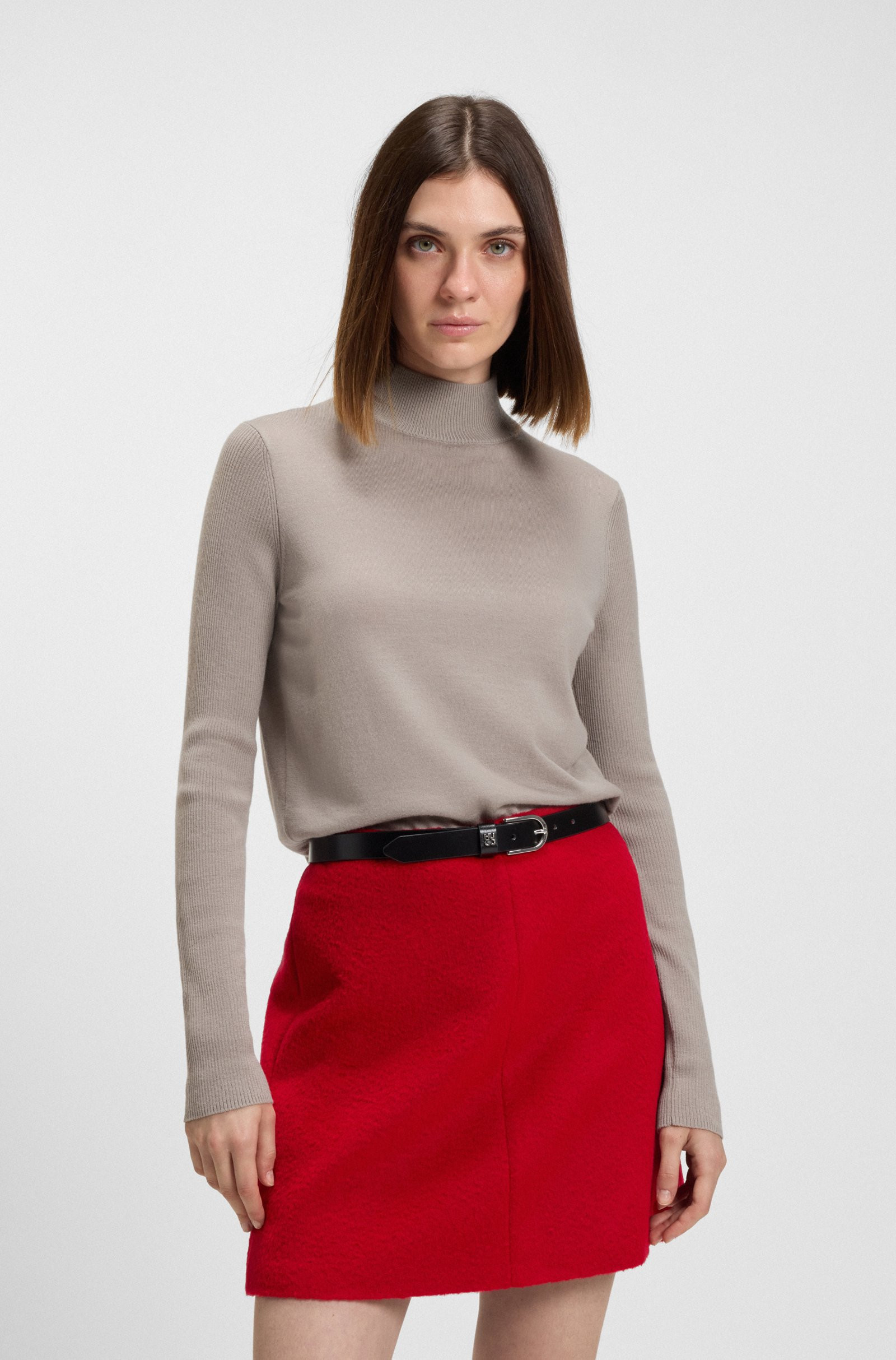 HUGO Mock-neck sweater in merino wool