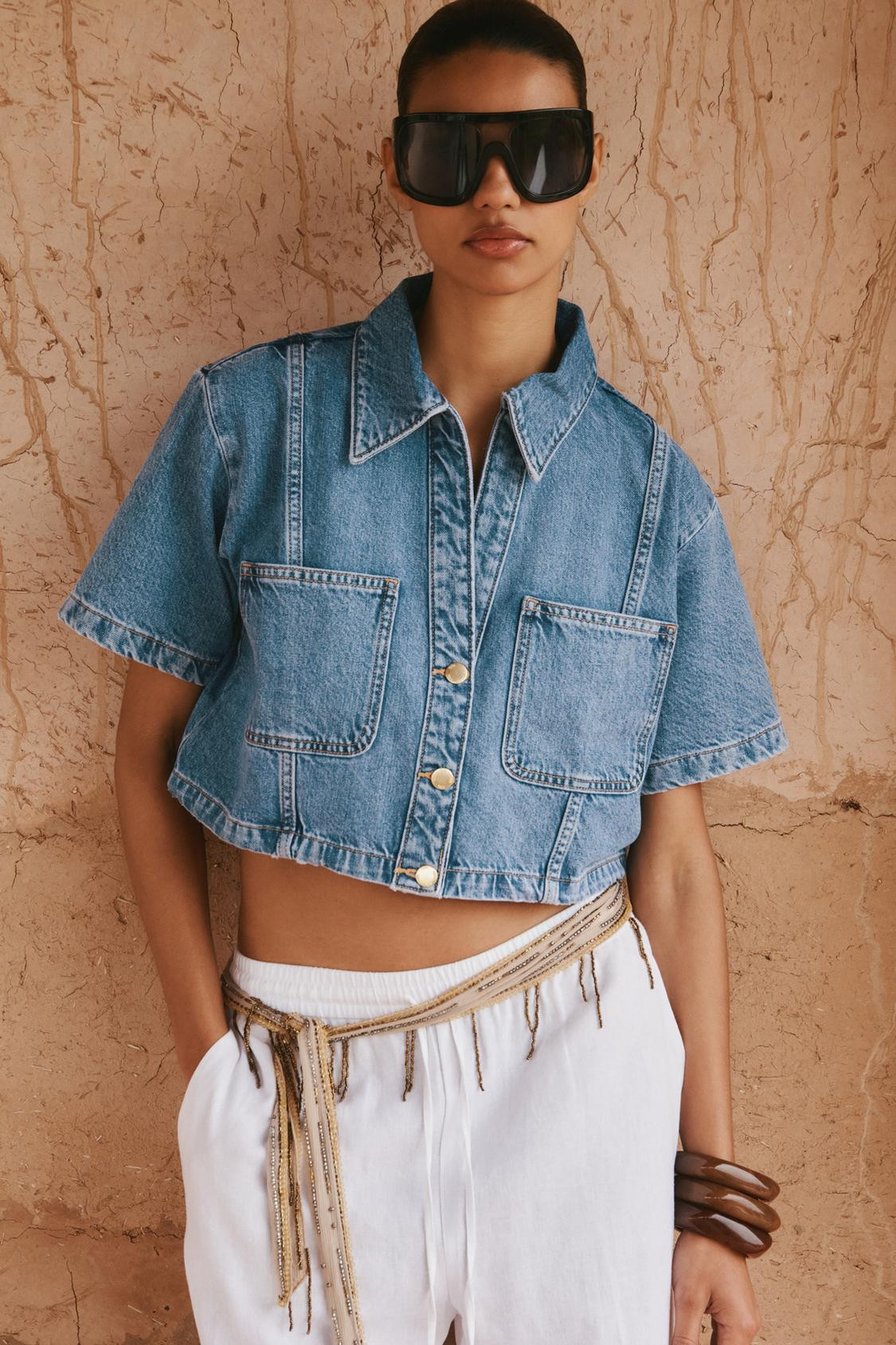 Zara Z1975 SHORT DENIM SHIRT