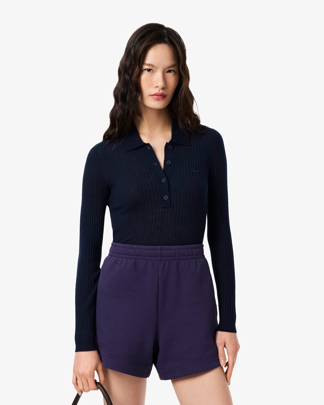 LACOSTE Cotton jersey sweater with polo collar