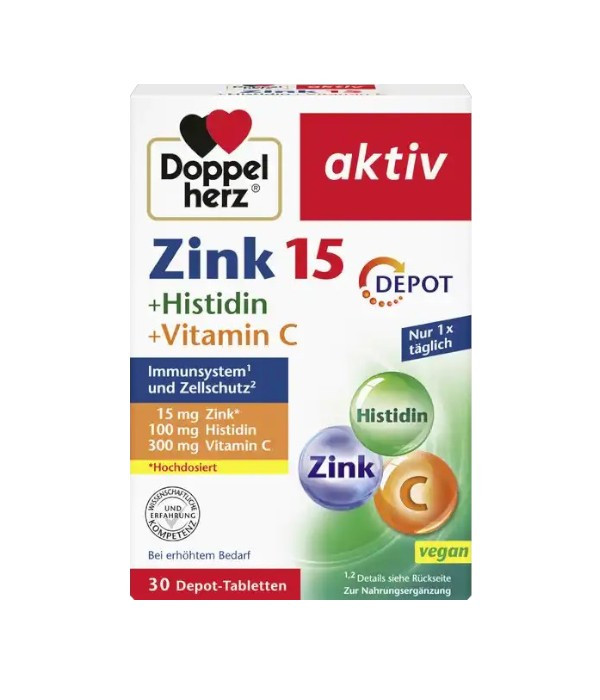 Doppelherz aktiv Zinc + Histidine + Vitamin C depot tablets, 30 tablets