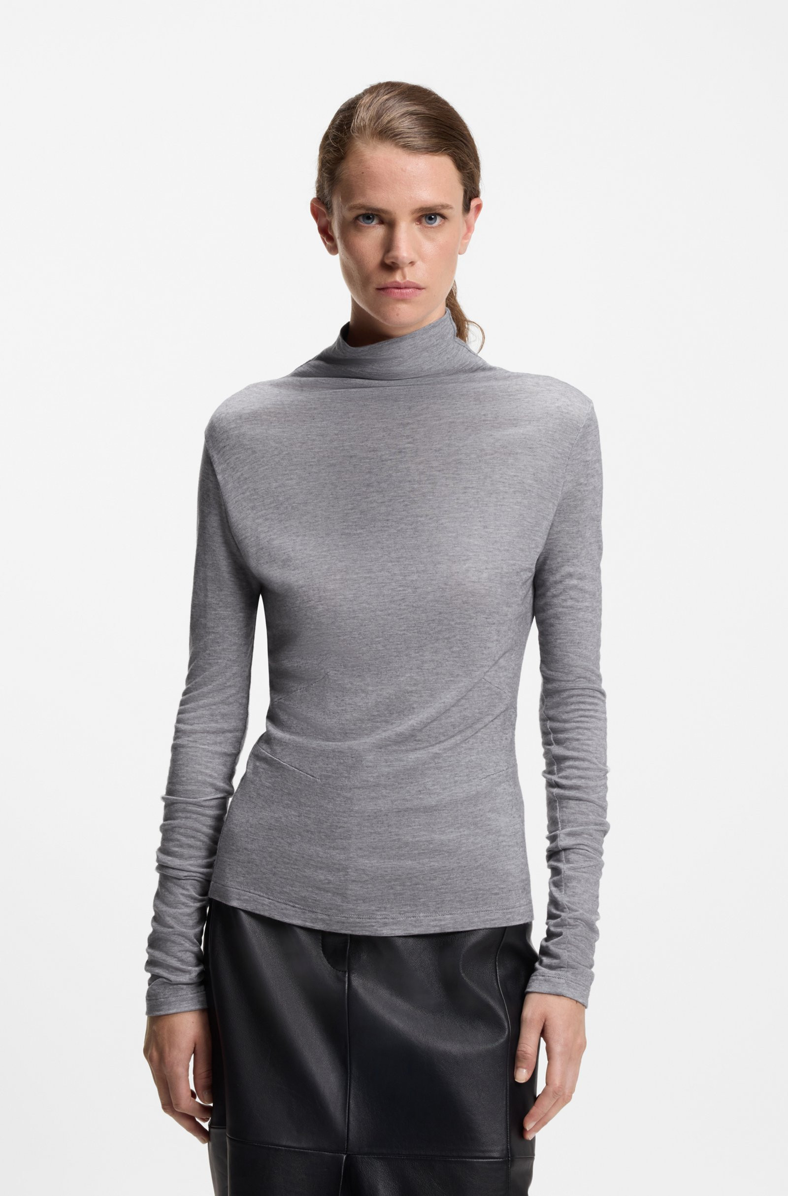 BOSS High-neck top in soft jersey