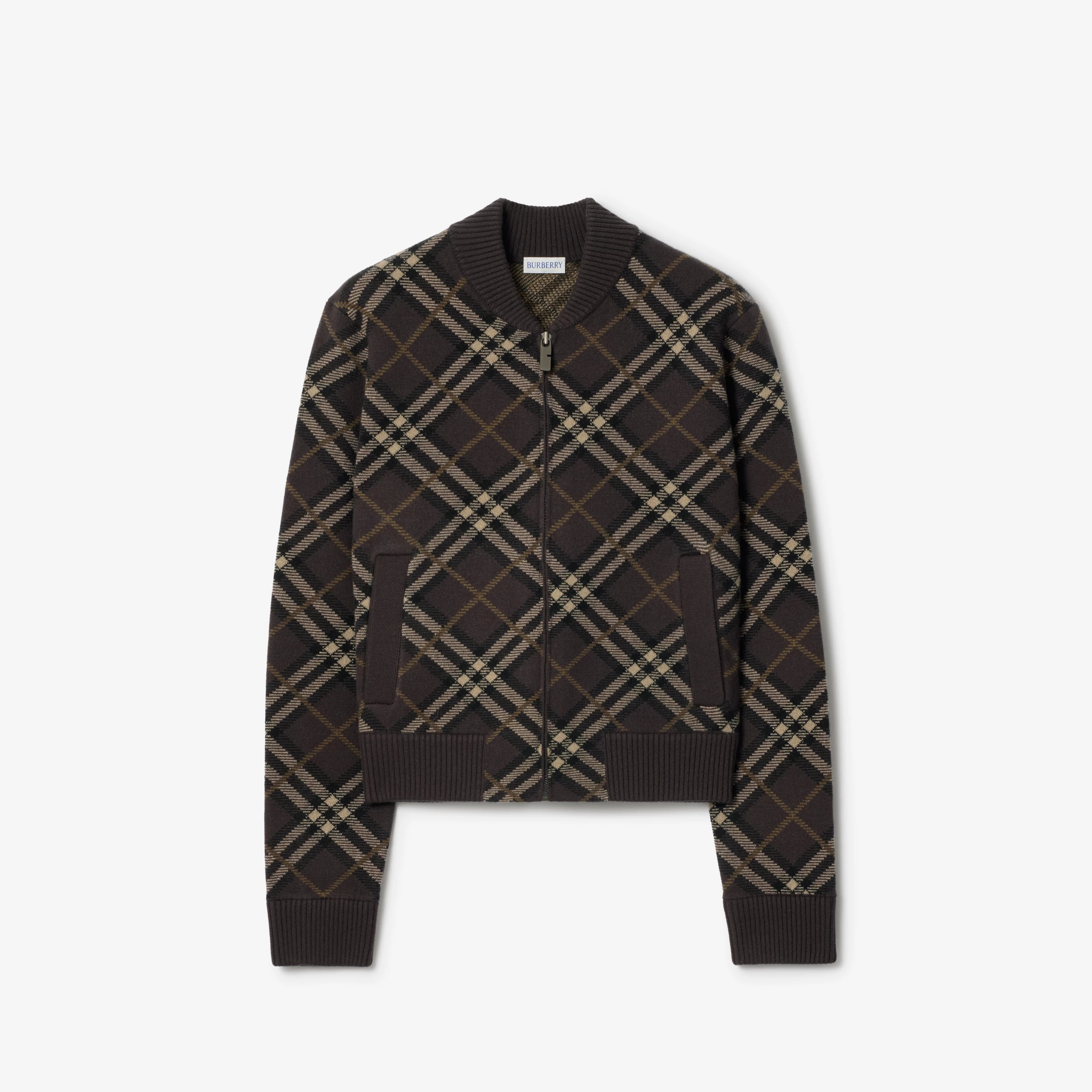 BURBERRY Check Wool Cashmere Bomber Jacket