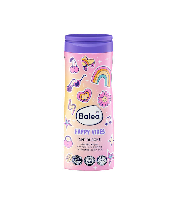 4-in-1 shower gel, shampoo, and conditioner for children – Happy Vibes, 300ml, Balea