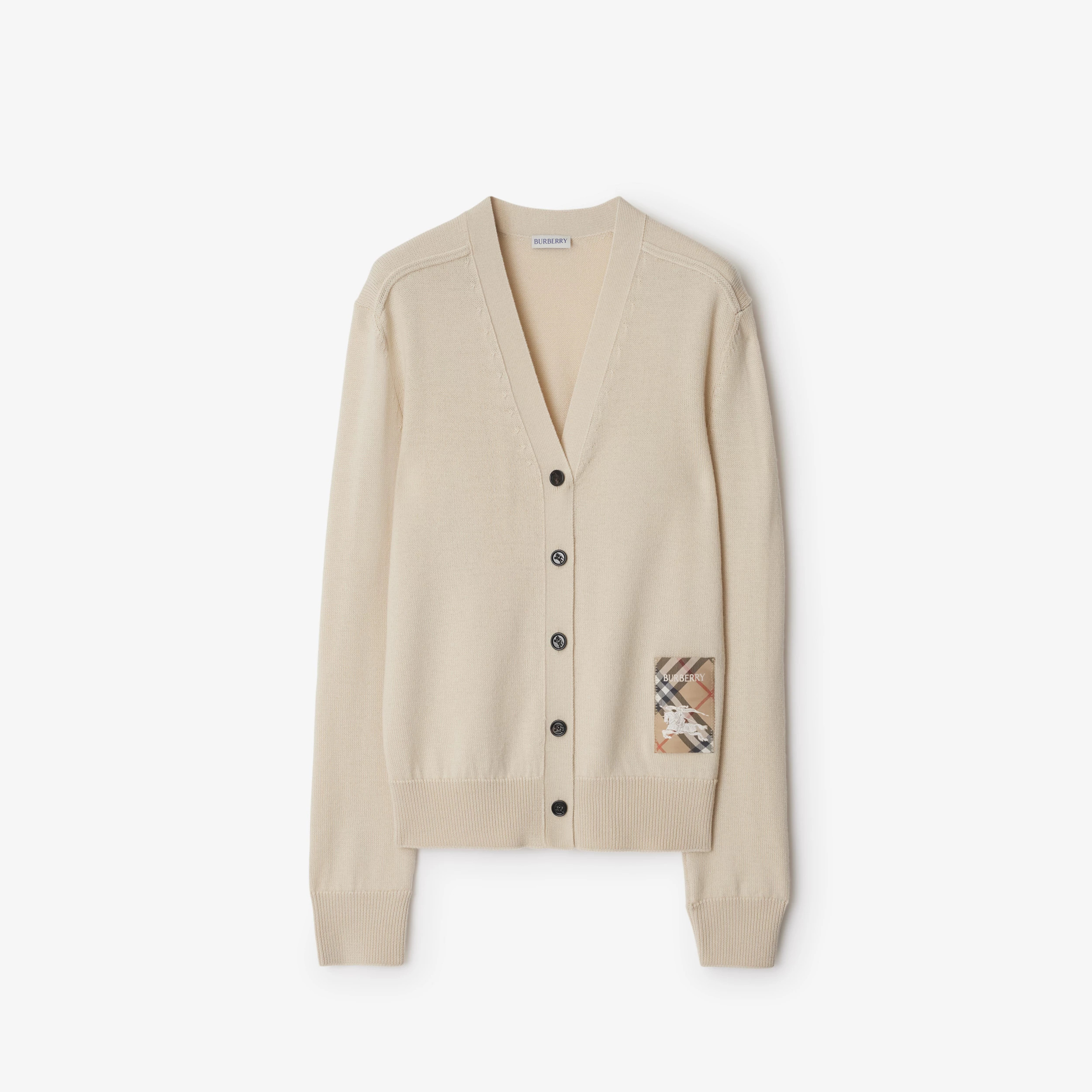 BURBERRY Check Label Wool Cardigan