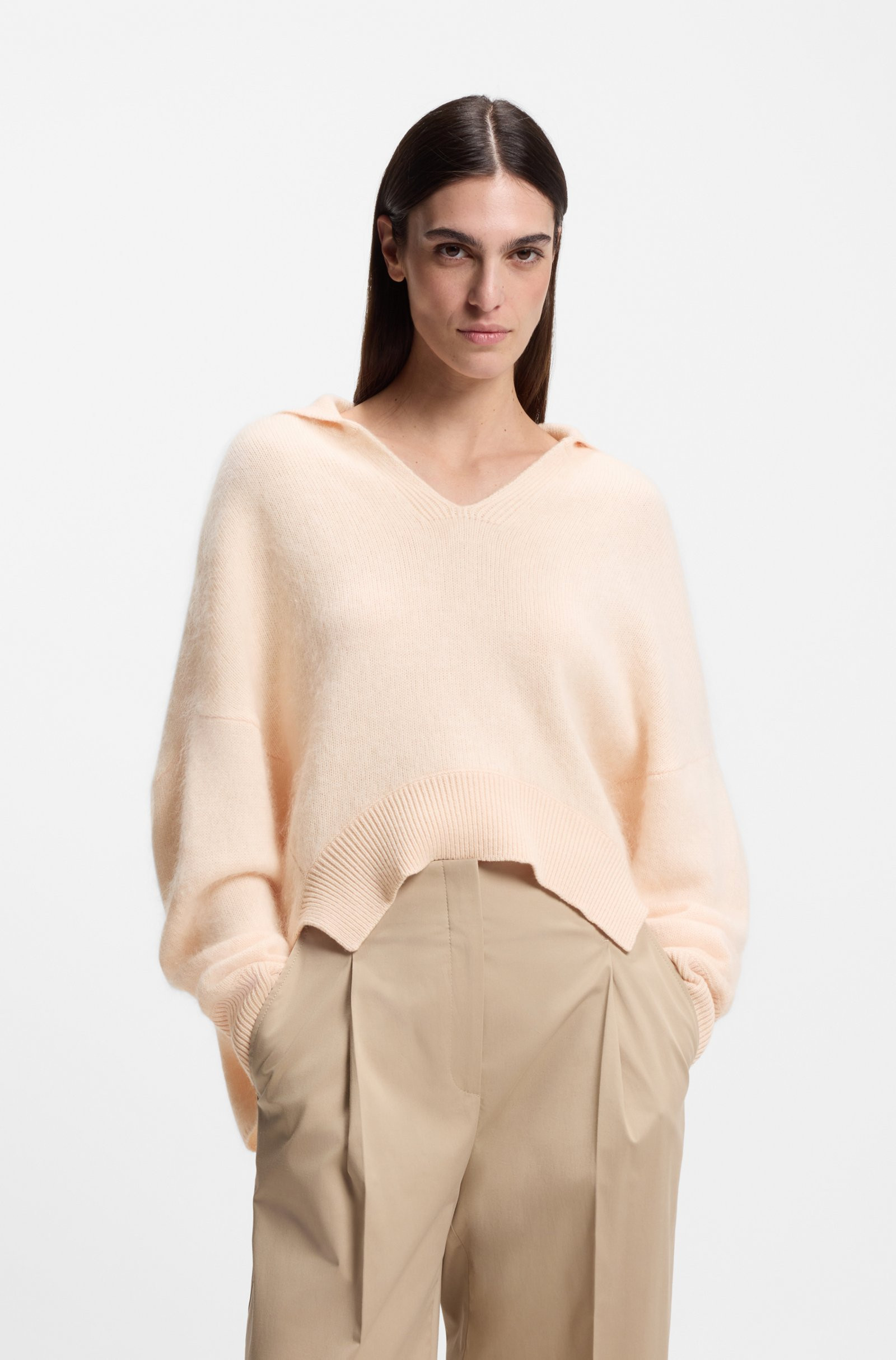 BOSS Relaxed-fit sweater in virgin wool and cashmere