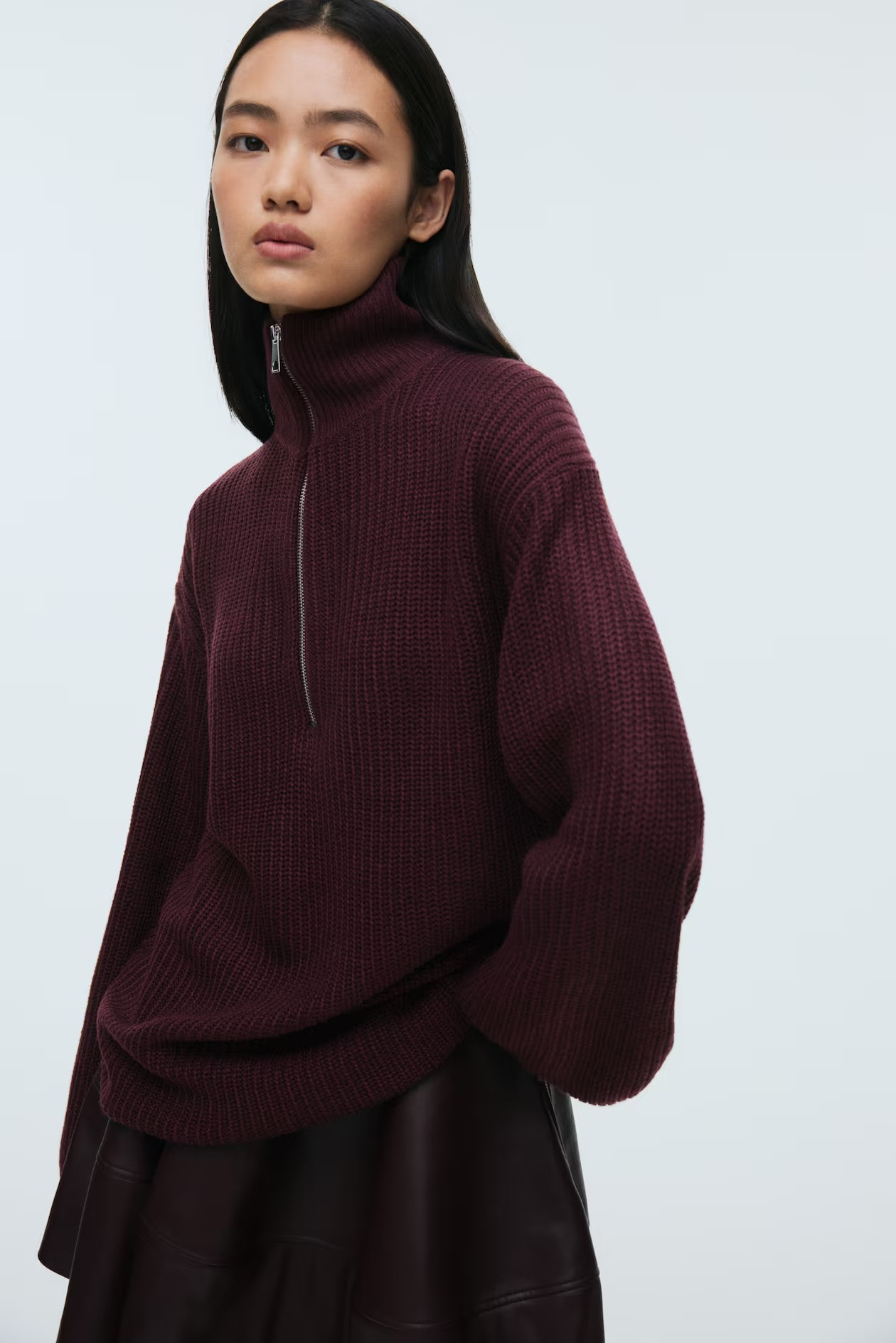 H&M Heavy knit sweater with short zipper