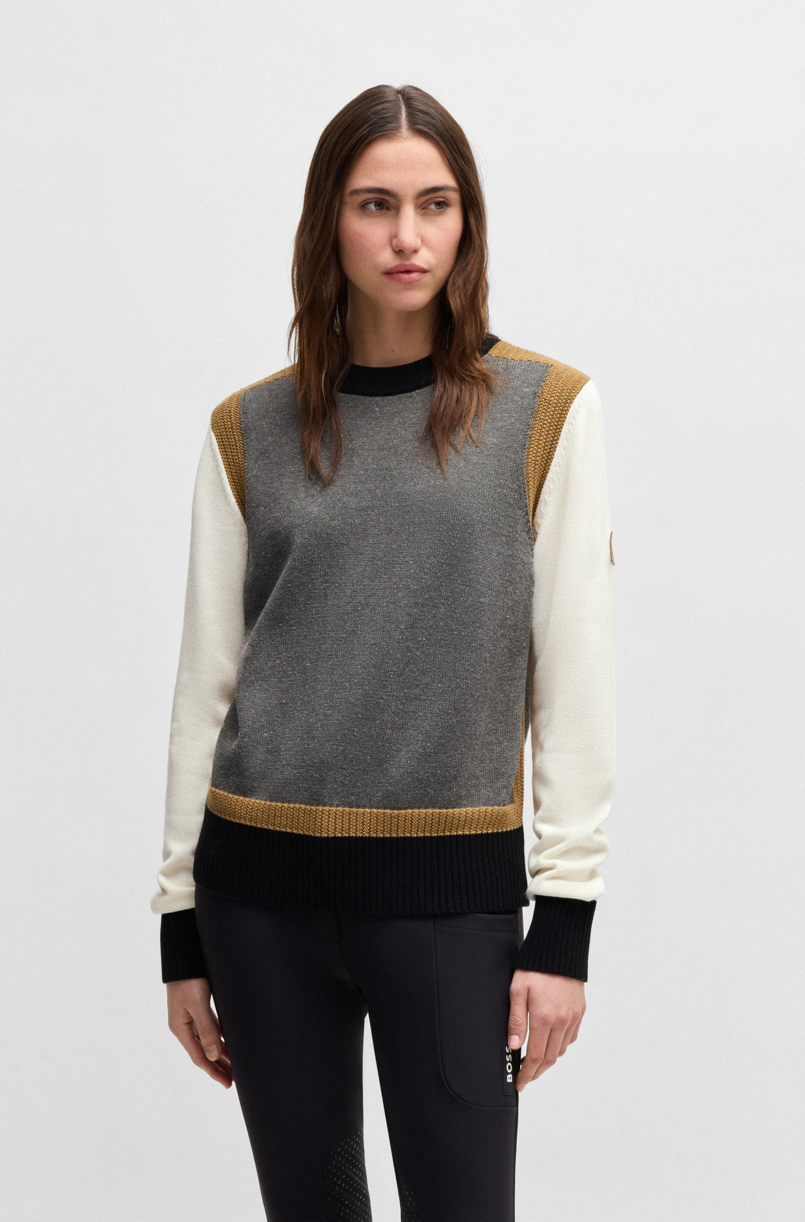BOSS Equestrian regular-fit sweater with colour-blocking