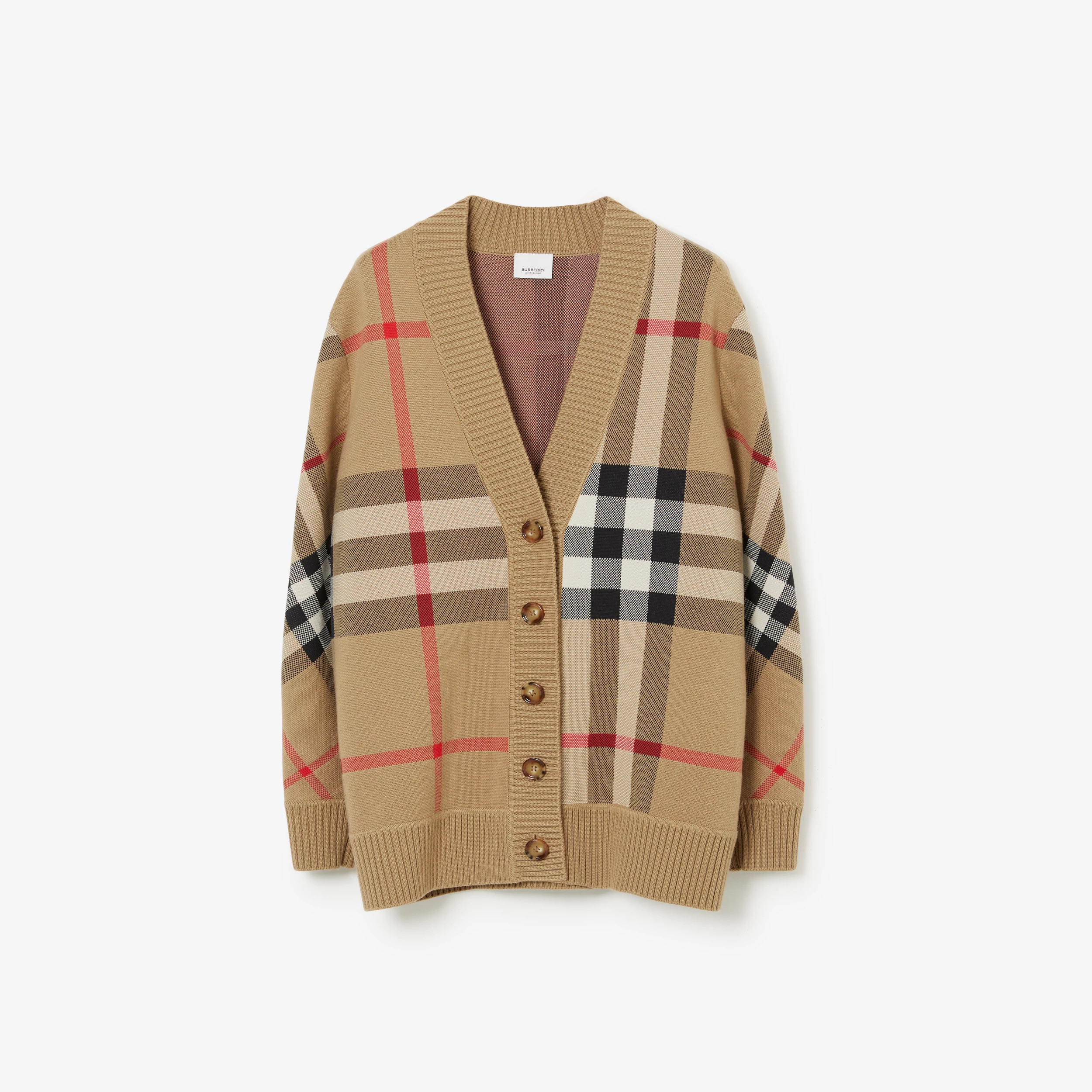 BURBERRY Check Wool Blend Cardigan