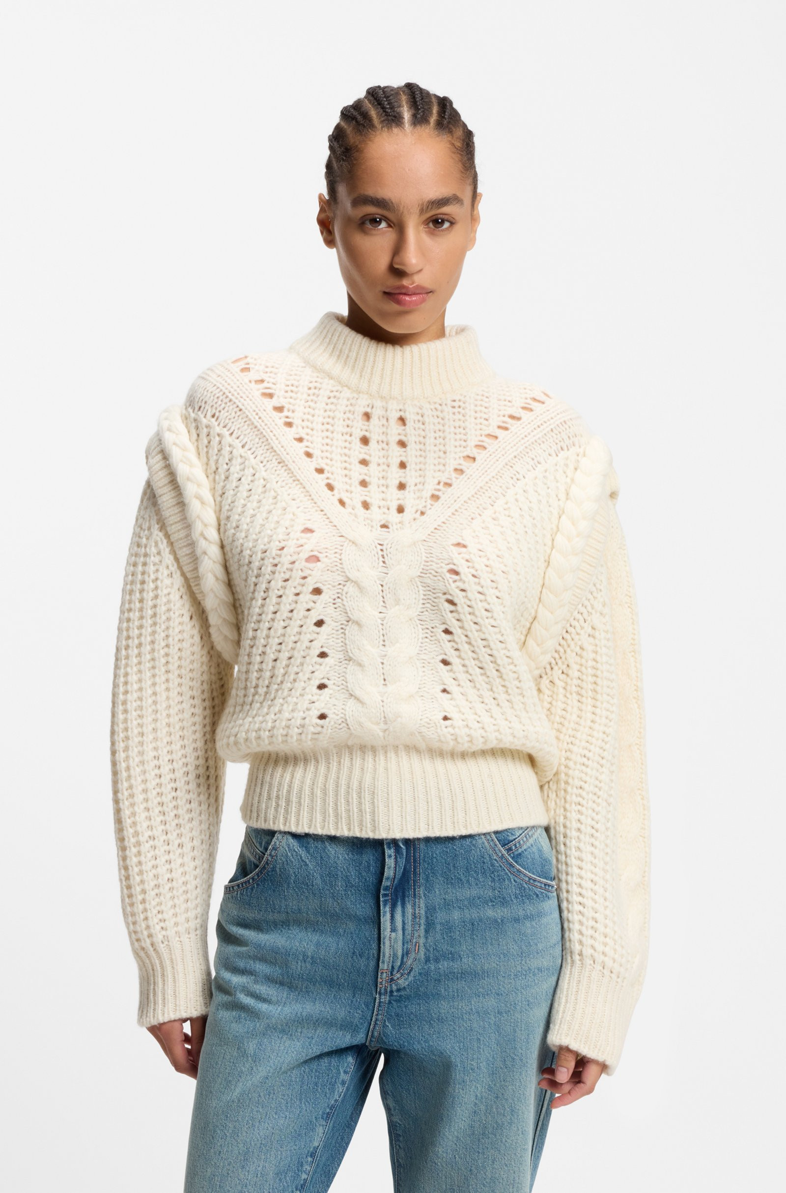 BOSS Structured-knit sweater with alpaca and virgin wool