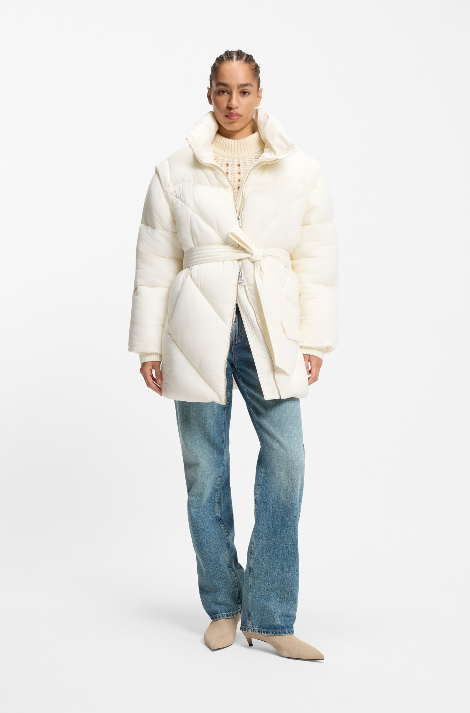 BOSS Water-repellent puffer jacket with belt