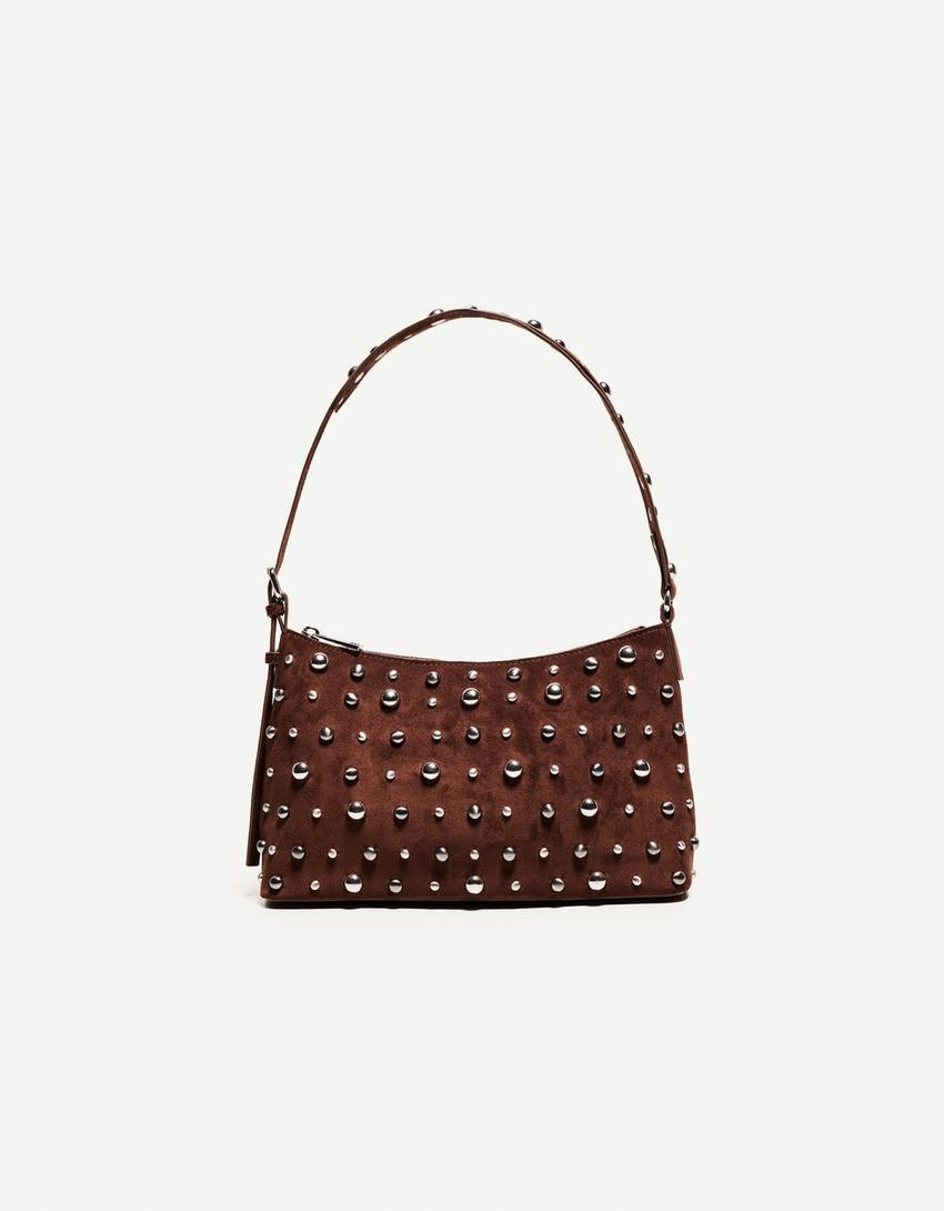 Bershka Studded faux suede bag